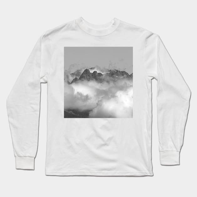 Mountains on Clouds Alpine landscape Long Sleeve T-Shirt by oknoki